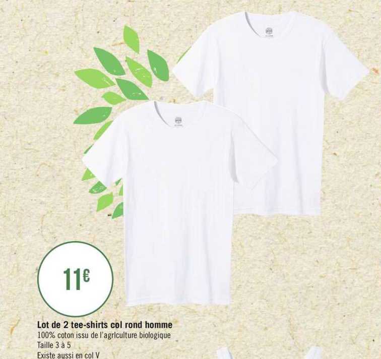 lot de 2 tee shirts col rond homme