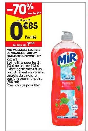 Mir Vaisselle Secrets De Vinaigre Parfum Framboise Groseille