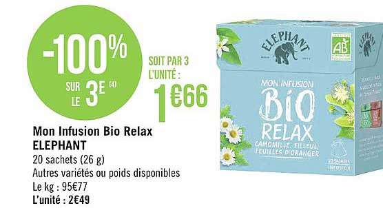 mon infusion bio relax elephant -100% sur le 3e