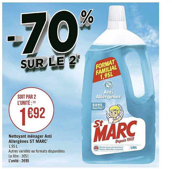 nettoyant ménager anti allergène st marc -70% sur le 2e