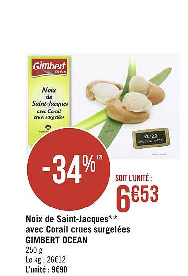 noix de saint jacques avec corail crues surgelées gimbert ocean