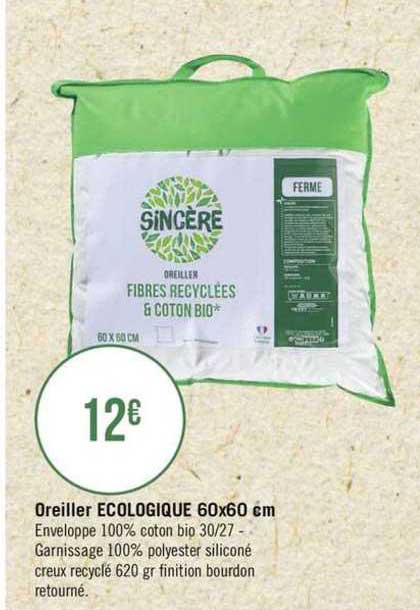 oreiller écologique 60x60 cm sincère