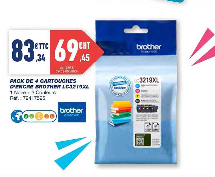 pack de 4 cartouches d'encre brother lc3219xl