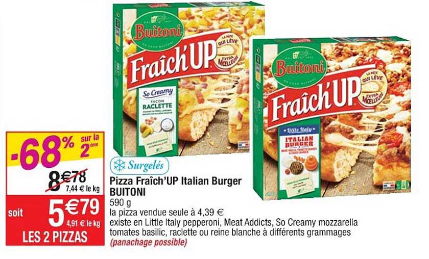 pizza fraîch'up italian burger buitoni -68% sur la 2ème