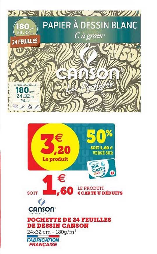 Pochette De 24 Feuilles De Dessin Canson