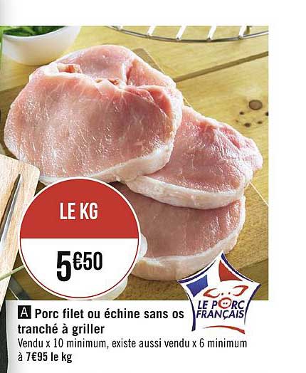 Porc Filet Ou échine Sans Os Tranché à Griller