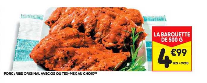porc ribs original avec os ou tex mex au choix