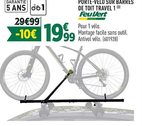 Porte Vélo Sur Barres De Toit Travel 1 Feu Vert