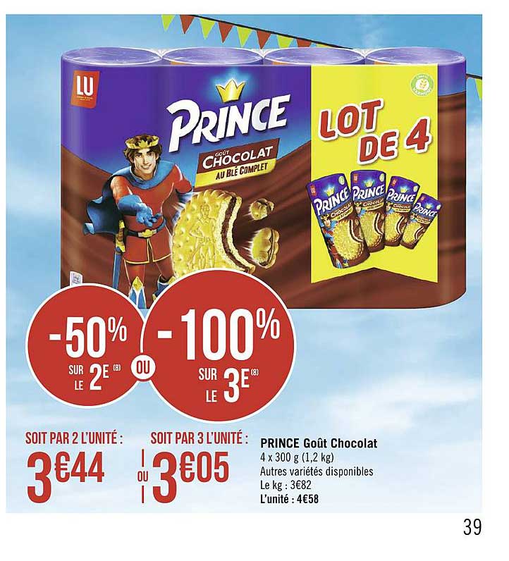 Prince Goût Chocolat -50% Sur Le 2e Ou -100% Sur Le 3e