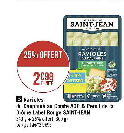 ravioles du dauphiné au compté aop & persil de la drôme label rouge saint jean