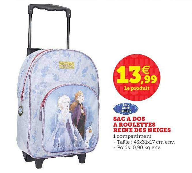 sac à dos à roulettes reine des neiges