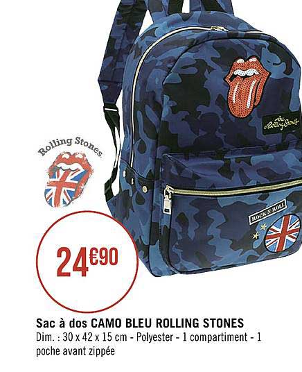 sac à dos camo bleu rolling stones