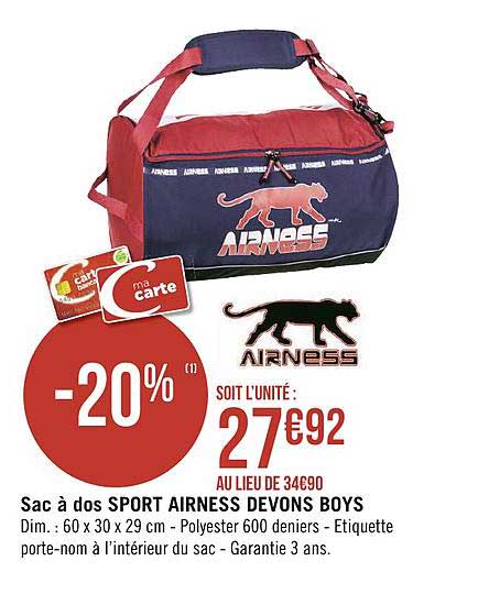 sac à dos sport airness devons boys