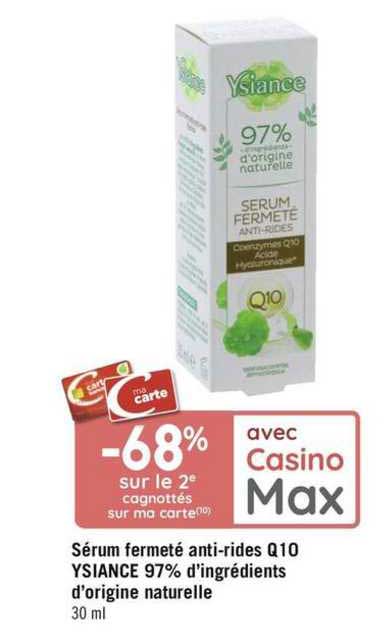 sérum fermeté anti rides q10 ysiance 97% d'ingrédients d'origine naturelle