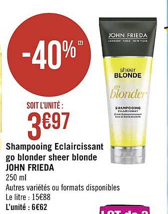 shampooing eclaircissant go blonder sheer blonde john frieda