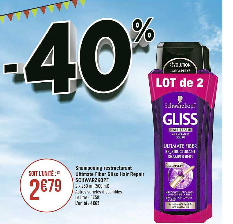 shampooing restructurant ultimate fiber gliss hair repair schwarzkopf