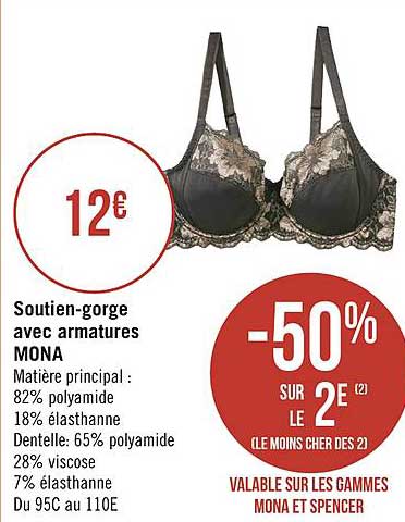 soutien gorge avec armature mona -50% sur le 2e