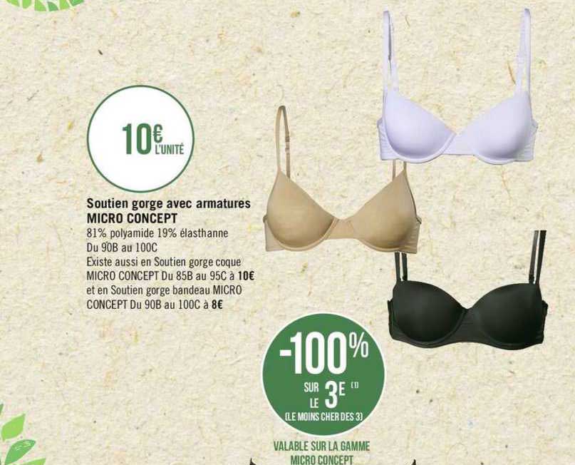 soutien gorge avec armatures micro concept -100% sur le 3e