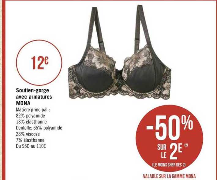 soutien gorge avec armatures mona -50% sur le 2e