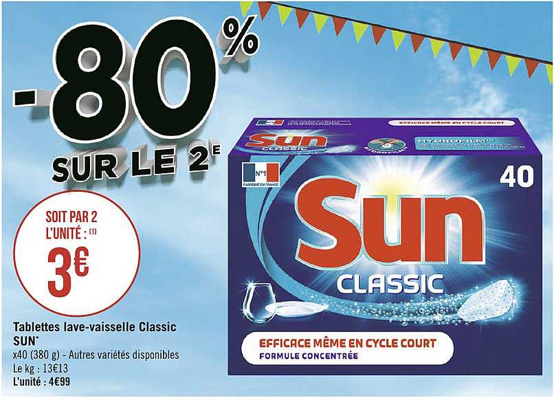 tablettes lave vaisselle classic sun -80% sur le 2e