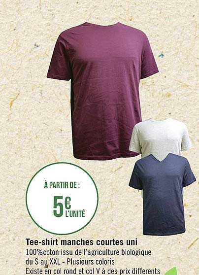 tee shirt manches courtes uni