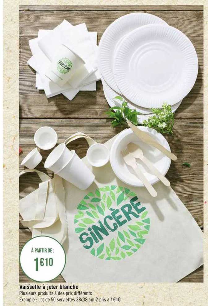 Vaisselle à Jeter Blanche Sincère