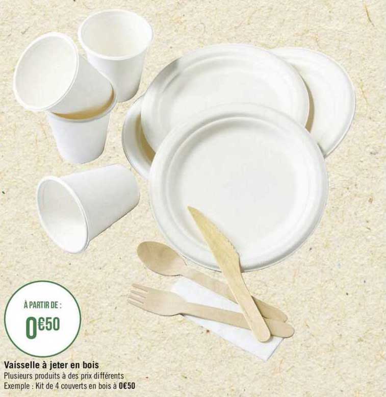 vaisselle à jeter en bois