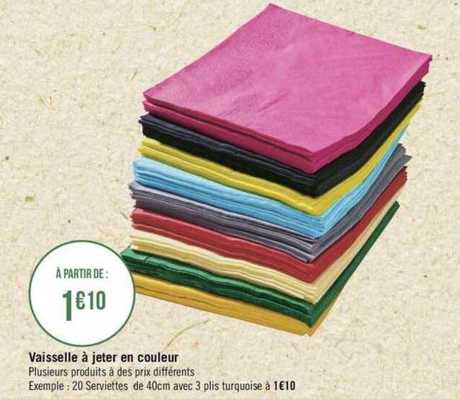 vaisselle à jeter en couleur