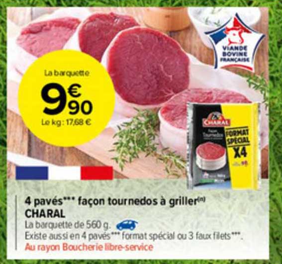 4 pavés façon tournedos à griller charal