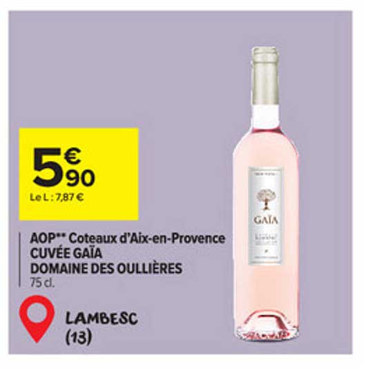 aop coteaux d'aix-en-provence cuvée gaïa domaine des oullières