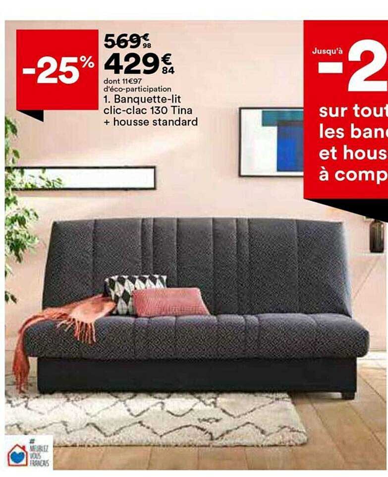 banquette-lit clic-clac 130 tina + housse standard