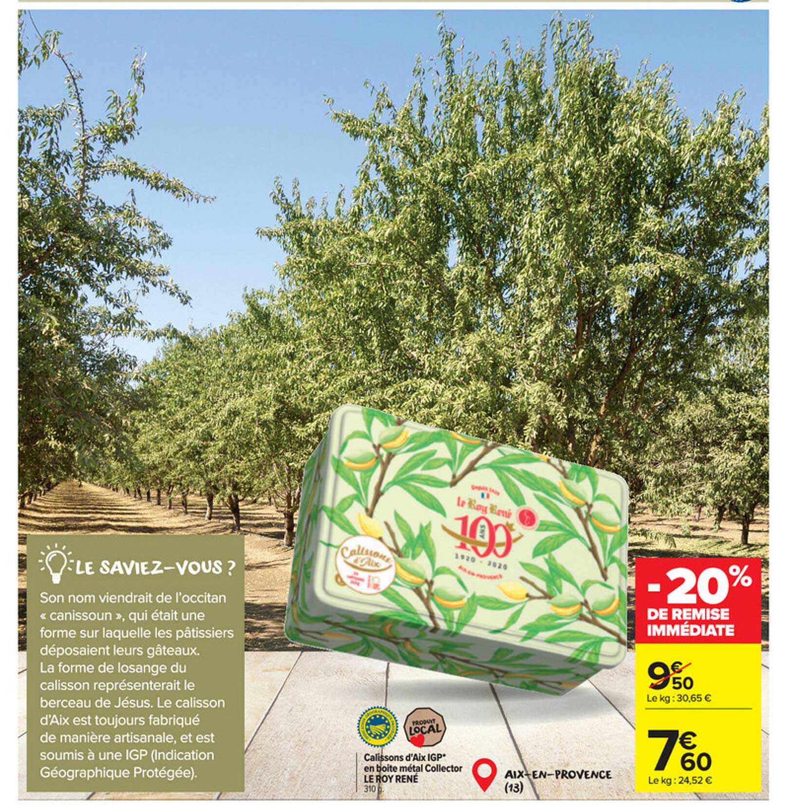 calissons d'aix igp en boîte métal collector le roy rené