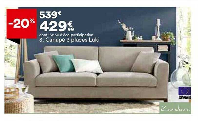 canapé 3 places luki zandiara