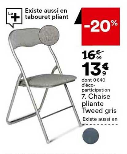 chaise pliante tweed gris
