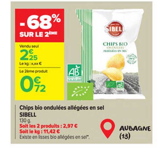 chips bio ondulées allégées en sel sibell