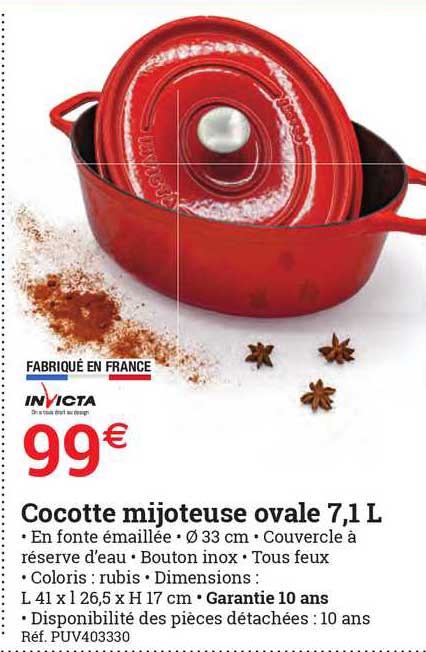 cocotte mijoteuse ovale 7,1 l invicta