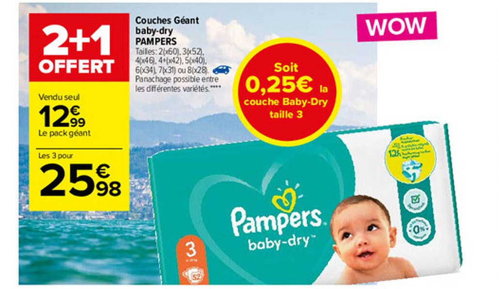 couches géant baby-dry pampers