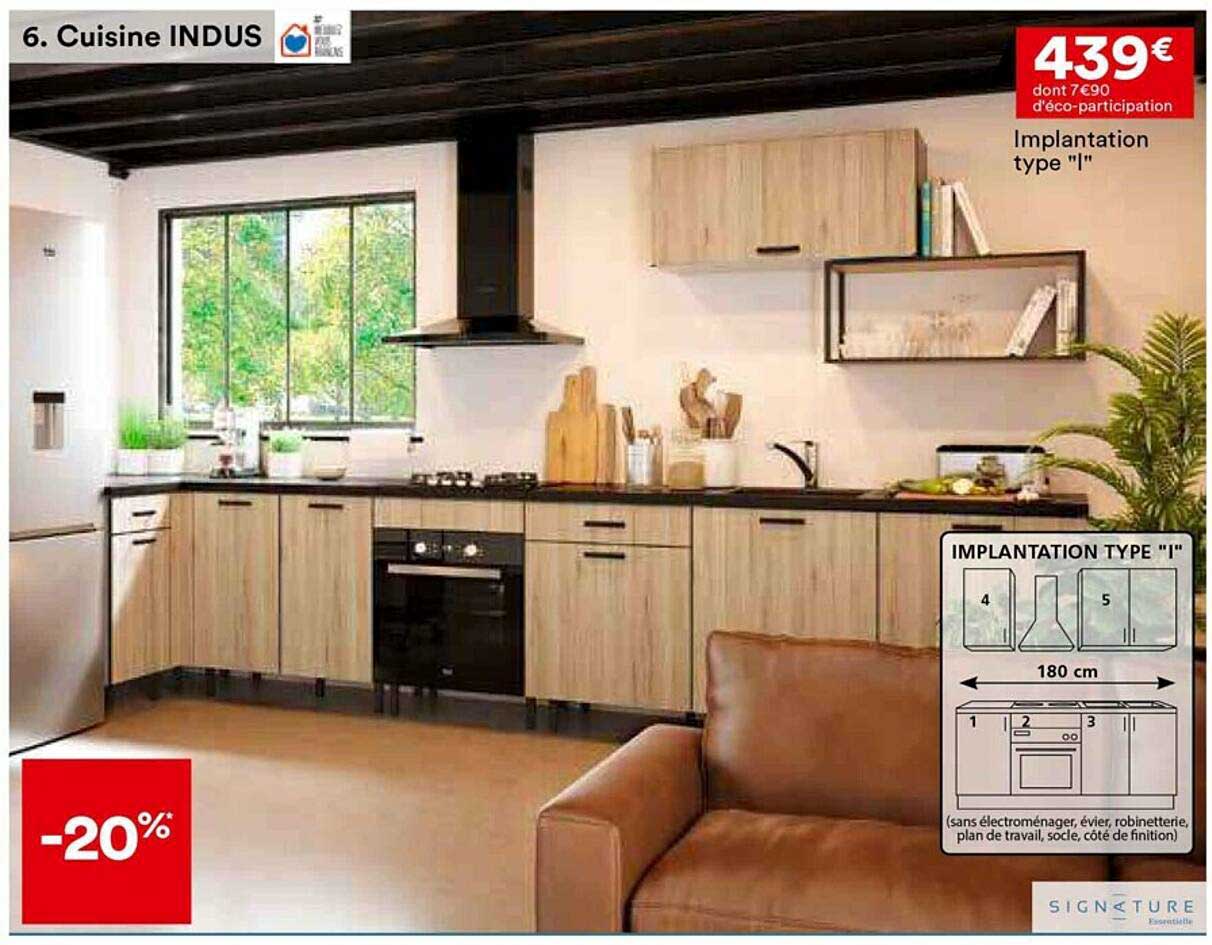 cuisine indus : implantation type "l" signature