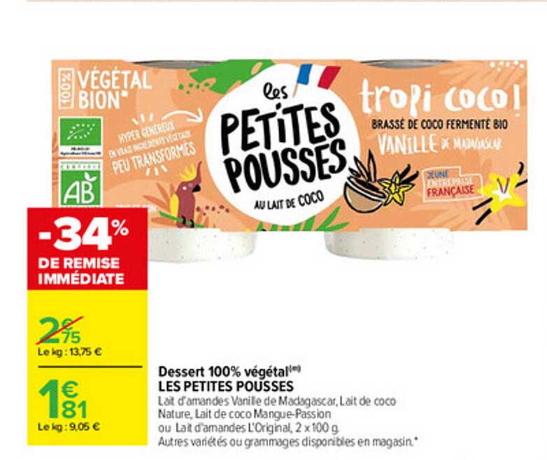 dessert 100% végétal les petites pousses