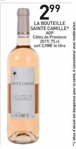la bouteille sainte camille aop côtes de provence 2019, 75 cl