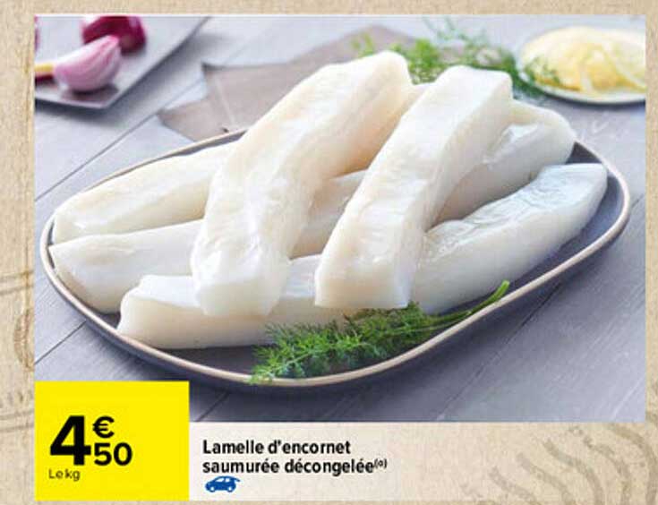 lamelle d'encornet saumurée décongelée