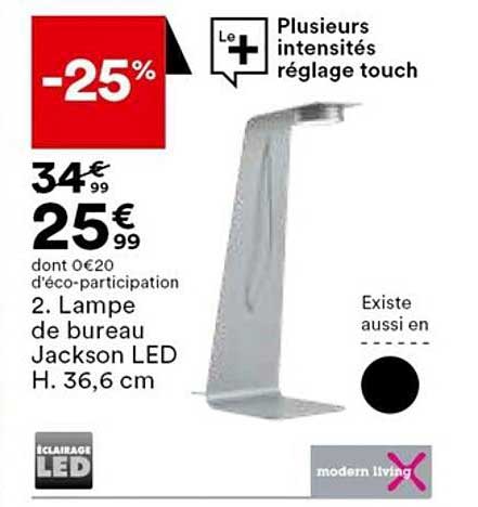 lampe de bureau jackson led h. 36,6 cm modern living