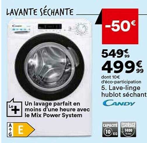 lave-linge hublot séchant candy