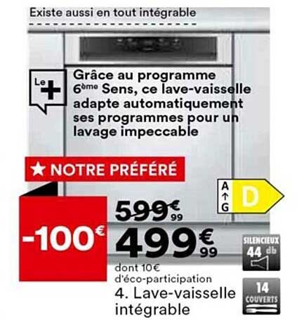 lave-vaisselle intégrable