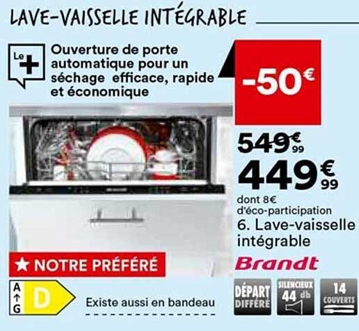 Lave-vaisselle Intégrable Brandt