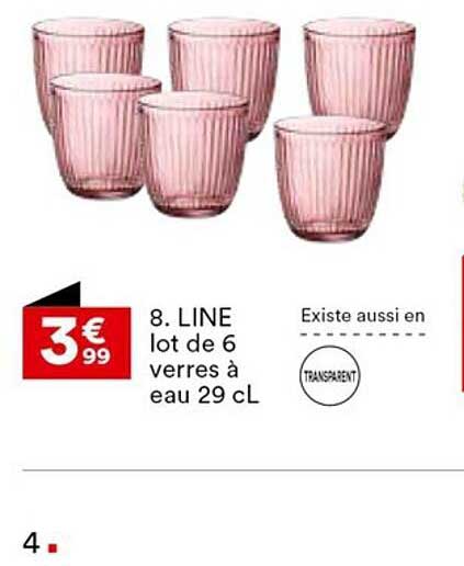 line lot de 6 verres à eau 29 cl