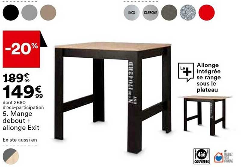 mange debout + allonge exit