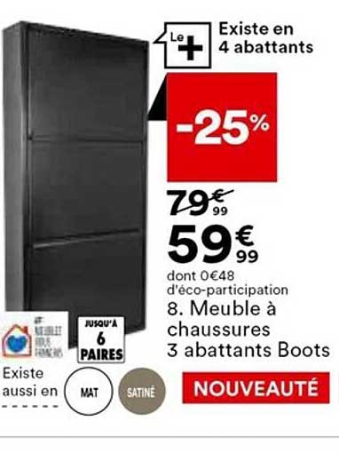 meuble à chaussures 3 abattants boots