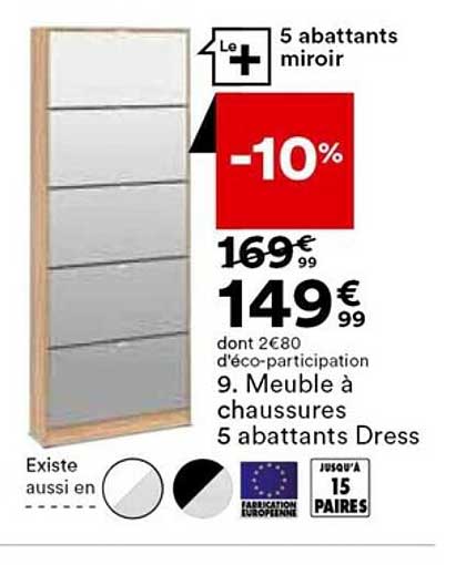meuble à chaussures 5 abattants dress