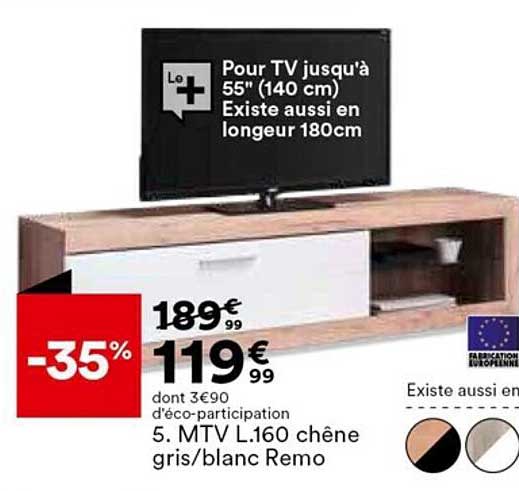 mtv l. 160 chêne gris-blanc remo